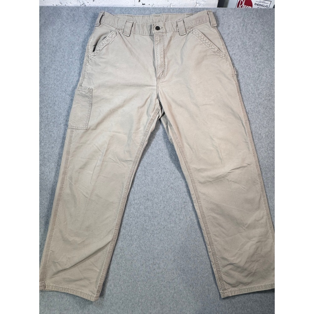 Carhartt Mens Loose Fit Canvas Carpenter Pants Tan Khaki 36x32 Work Trousers